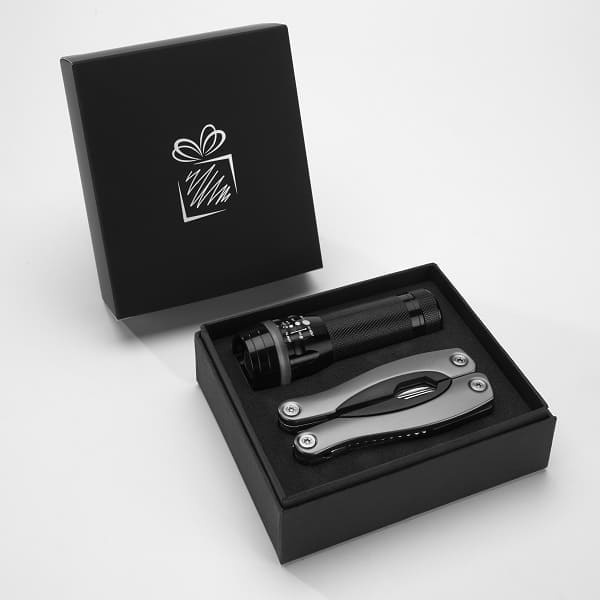 Logotrade corporate gift picture of: Gift set Colorado II - torch & large multitool, grey