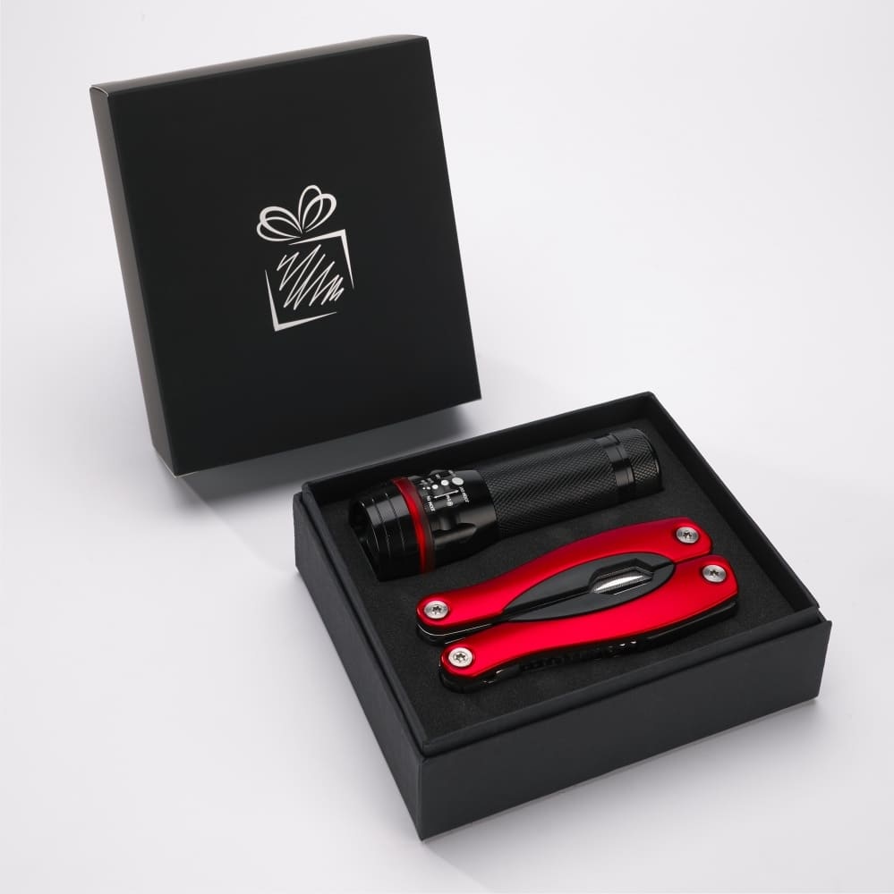 Logotrade business gifts photo of: Gift set Colorado II - torch & large multitool, red