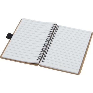 Logo trade business gift photo of: Cobble A6 wire-o recycled cardboard notebook, beige