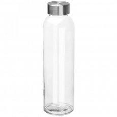 Drinking bottle with grey lid, transparent