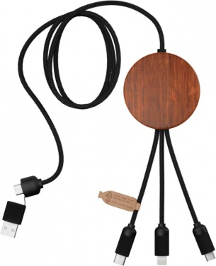 Logo trade corporate gifts picture of: Charging cable and pad C40 3-in-1 rPET light-up logo and 10W, black