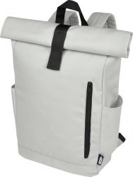 Logo trade promotional gift photo of: Cool Byron 15.6" GRS RPET roll-top backpack 18L - Light grey