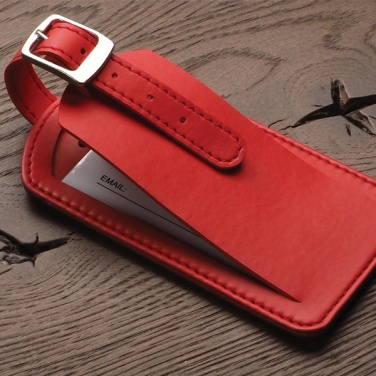 Logo trade promotional gift photo of: Vegan leather gift set, luggage tag and key chain, red