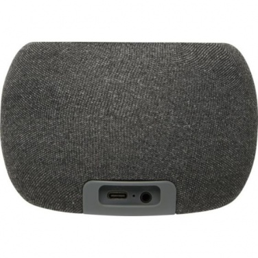 Logo trade promotional items image of: Ecofiber bamboo Bluetooth® speaker and wireless charging pad, grey