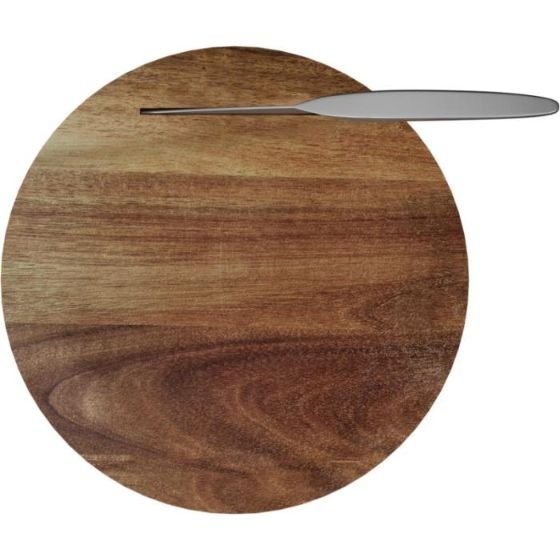 Logo trade promotional giveaways image of: Wooden cutting board and knife set, natural