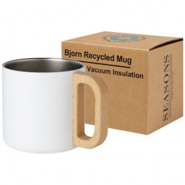 Logo trade business gifts image of: Bjorn 360 ml RCS certified recycled stainless steel mug, white