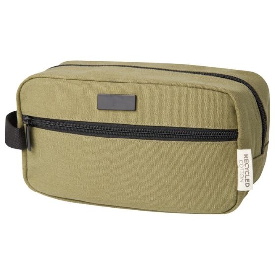 Logo trade promotional gifts image of: Joey GRS recycled canvas travel accessory pouch bag 3,5 l, olive