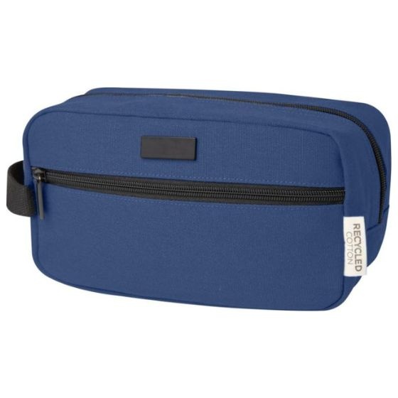 Logo trade business gifts image of: Joey GRS recycled canvas travel accessory pouch bag 3,5 l, blue