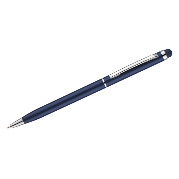 Logo trade corporate gifts image of: Touch pen Tin, navy blue