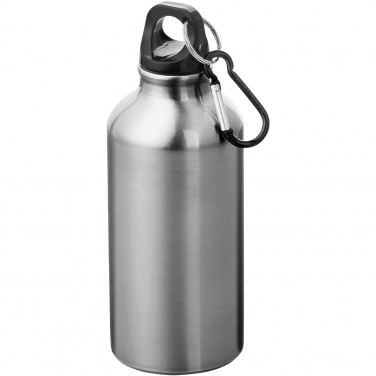 Logo trade promotional gifts picture of: Oregon 400 ml aluminium water bottle with carabiner