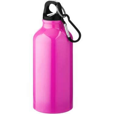 Logo trade promotional merchandise picture of: Oregon 400 ml aluminium water bottle with carabiner