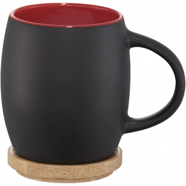 Logo trade promotional giveaways image of: Hearth 400 ml ceramic mug with wooden coaster