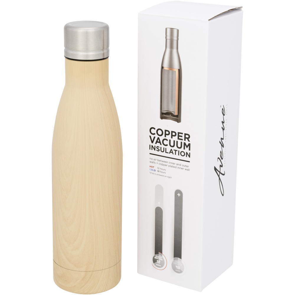 Logotrade promotional merchandise picture of: Vasa 500 ml wood-look copper vacuum insulated bottle