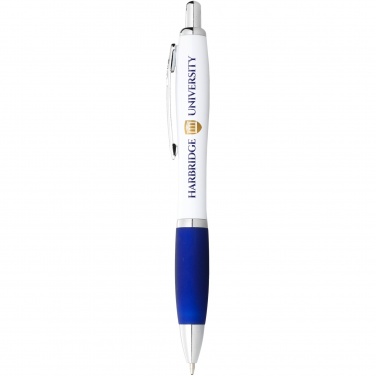 Logo trade promotional products image of: Nash ballpoint pen with white barrel and coloured grip