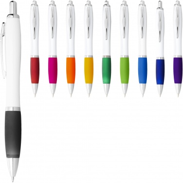 Logo trade promotional merchandise image of: Nash ballpoint pen with white barrel and coloured grip