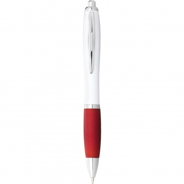 Logotrade promotional item image of: Nash ballpoint pen with white barrel and coloured grip