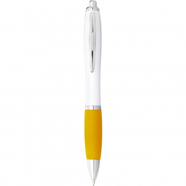 Logo trade promotional product photo of: Nash ballpoint pen with white barrel and coloured grip