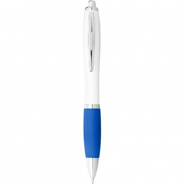 Logo trade business gift photo of: Nash ballpoint pen with white barrel and coloured grip