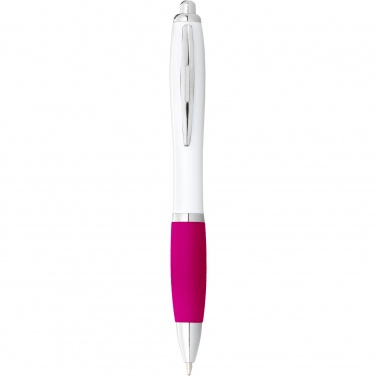 Logo trade promotional products image of: Nash ballpoint pen with white barrel and coloured grip