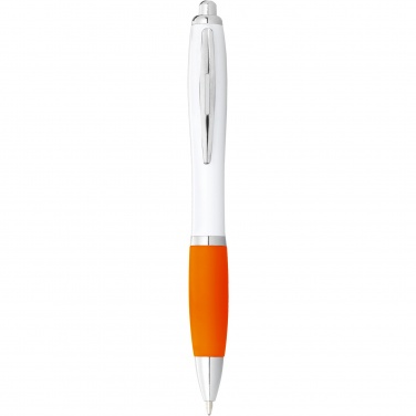 Logo trade promotional item photo of: Nash ballpoint pen with white barrel and coloured grip