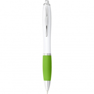 Logo trade promotional giveaway photo of: Nash ballpoint pen with white barrel and coloured grip