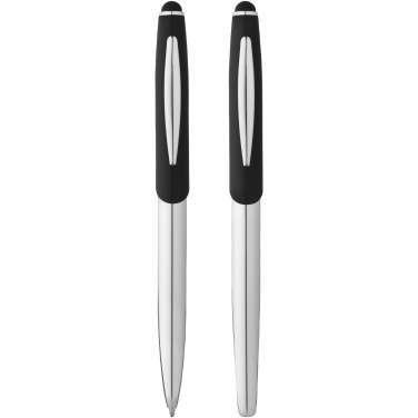 Logo trade promotional merchandise picture of: Geneva stylus ballpoint pen and rollerball pen set