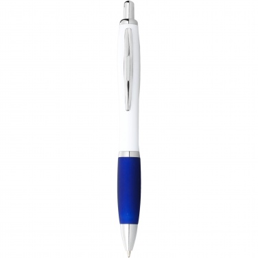 Logo trade promotional items image of: Nash ballpoint pen white barrel and coloured grip