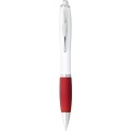 Nash ballpoint pen white barrel and coloured grip, White / Red