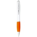 Nash ballpoint pen white barrel and coloured grip, White / Orange