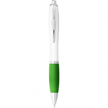 Logo trade promotional item photo of: Nash ballpoint pen white barrel and coloured grip