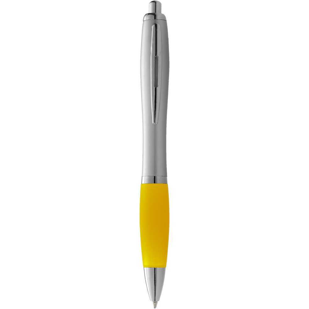 Logo trade promotional items image of: Nash ballpoint pen silver barrel and coloured grip