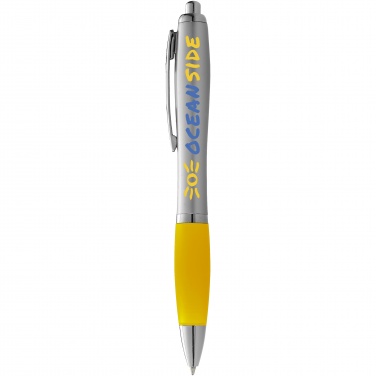 Logo trade promotional gift photo of: Nash ballpoint pen silver barrel and coloured grip