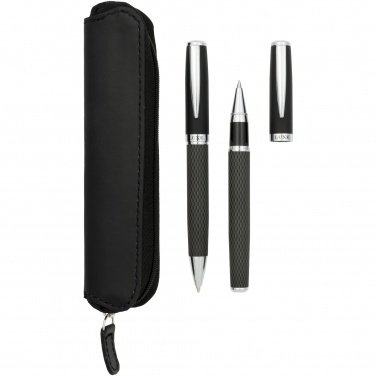 Logo trade promotional merchandise photo of: Carbon duo pen gift set with pouch