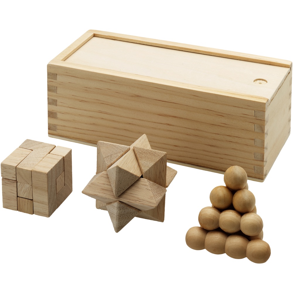 Logotrade advertising product image of: Brainiac 3-piece wooden brain teaser set