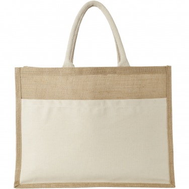 Logo trade advertising products image of: Mumbay cotton pocket jute tote bag 18L