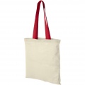 Nevada 100 g/m² cotton tote bag coloured handles 7L, Natural / Red