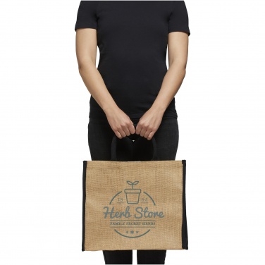 Logo trade business gift photo of: Harry coloured edge jute tote bag 25L