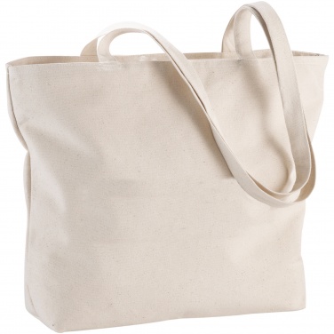 Logo trade promotional merchandise photo of: Ningbo 320 g/m² zippered cotton tote bag 15L