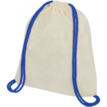 Logo trade corporate gift photo of: Oregon 100 g/m² cotton drawstring bag with coloured cords 5L