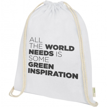 Logo trade business gifts image of: Orissa 100 g/m² organic cotton drawstring bag 5L