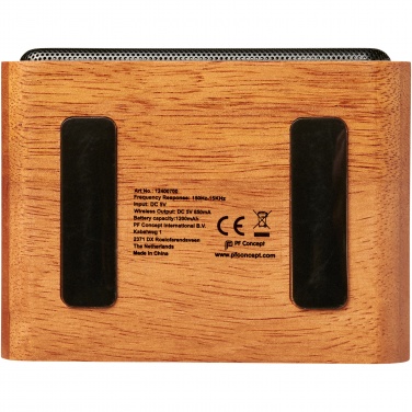 Logo trade promotional items image of: Wooden 3W speaker with wireless charging pad