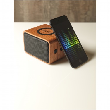 Logo trade business gifts image of: Wooden 3W speaker with wireless charging pad