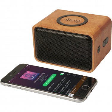 Logotrade corporate gift picture of: Wooden 3W speaker with wireless charging pad