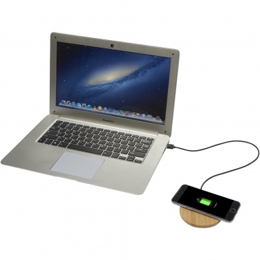 Logo trade corporate gifts image of: Essence 5W bamboo wireless charging pad