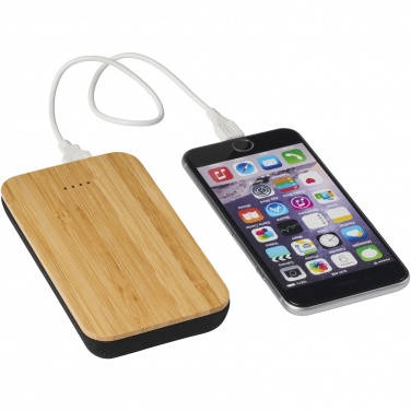 Logo trade promotional merchandise image of: Future 6000 mAh bamboo/fabric wireless power bank