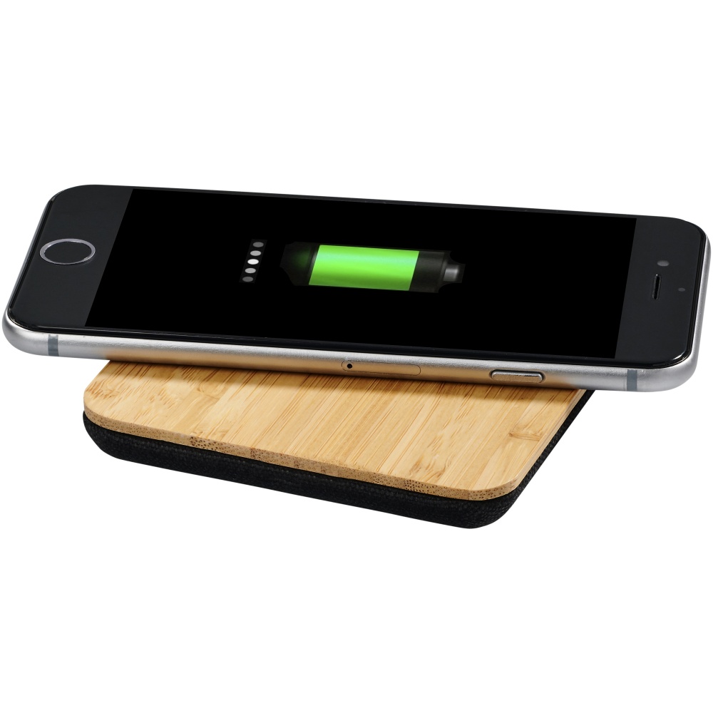 Logotrade corporate gift image of: Leaf 5W bamboo and fabric wireless charging pad