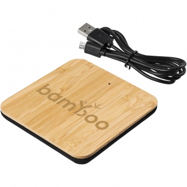 Logo trade promotional product photo of: Leaf 5W bamboo and fabric wireless charging pad