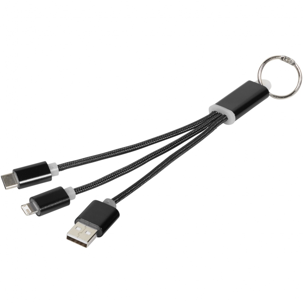 Logotrade promotional product picture of: Metal 3-in-1 charging cable with keychain