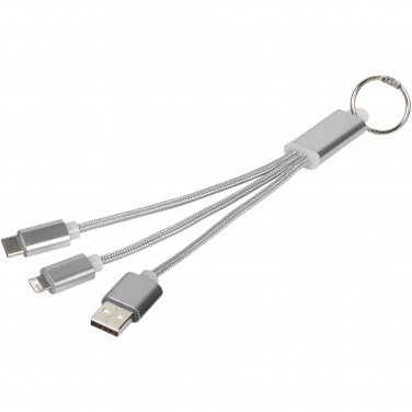 Logo trade promotional merchandise photo of: Metal 3-in-1 charging cable with keychain