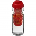 H2O Active® Base 650 ml flip lid sport bottle & infuser, Transparent / Red